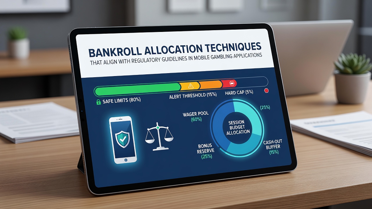 Dashboard van een gokapp met grafieken voor bankroll tracking en compliance checks