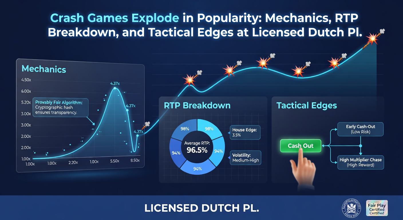 Schermafbeelding van een crash game interface met multiplier, cash-out knop en historische crashes
