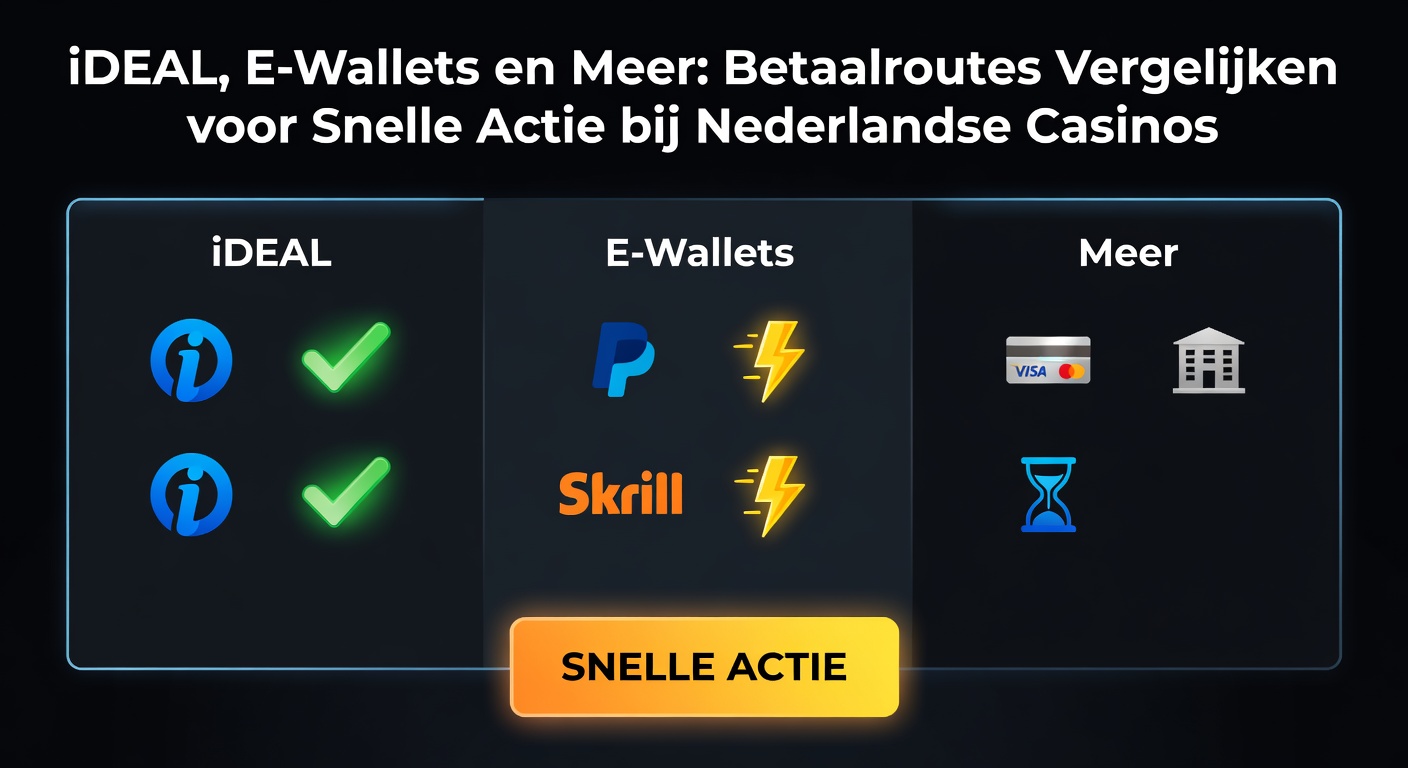 Overzicht van populaire betaalmethoden zoals iDEAL en e-wallets bij Nederlandse online casinos, met focus op snelheid en gemak
