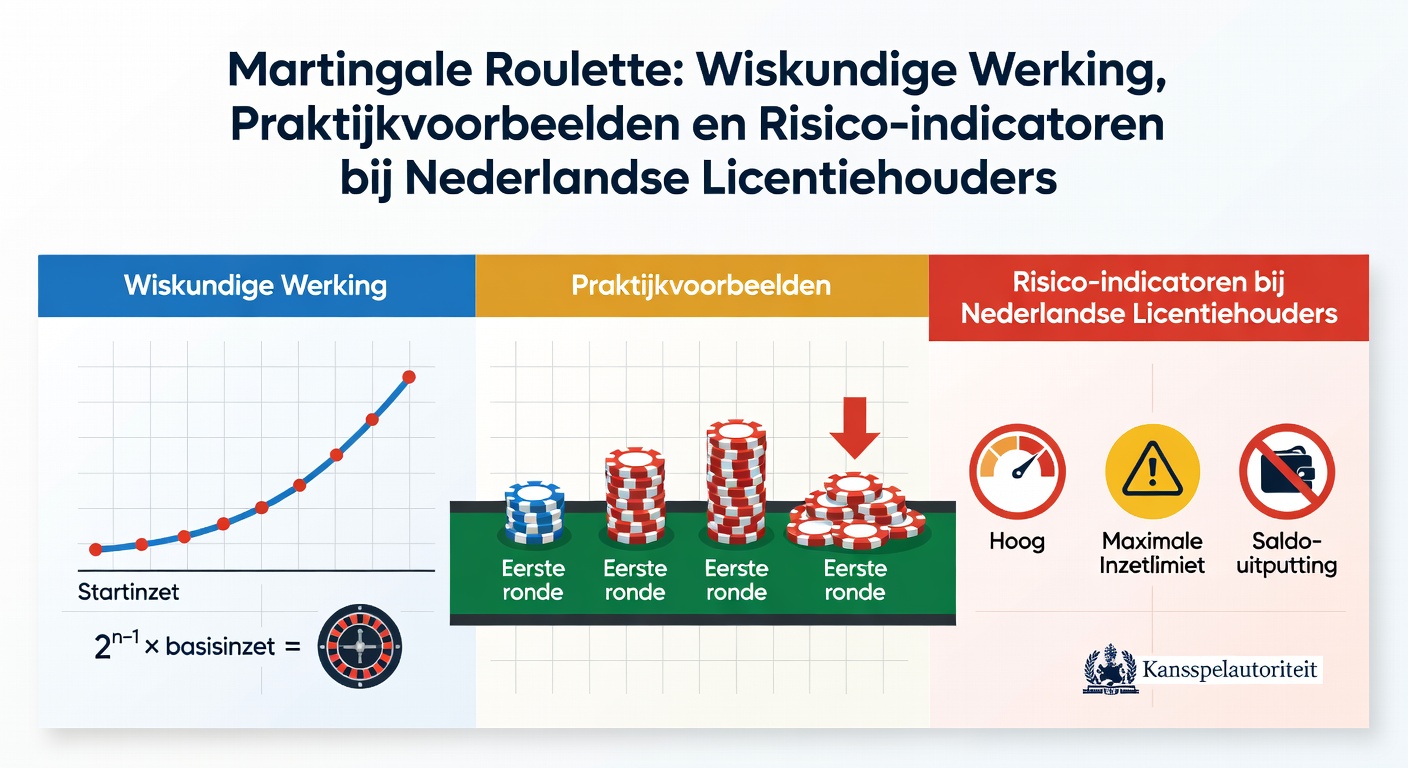 Grafische weergave van de Martingale-sequentie in roulette, met verdubbelende inzetten na verliezen op een rood/zwart-tafel