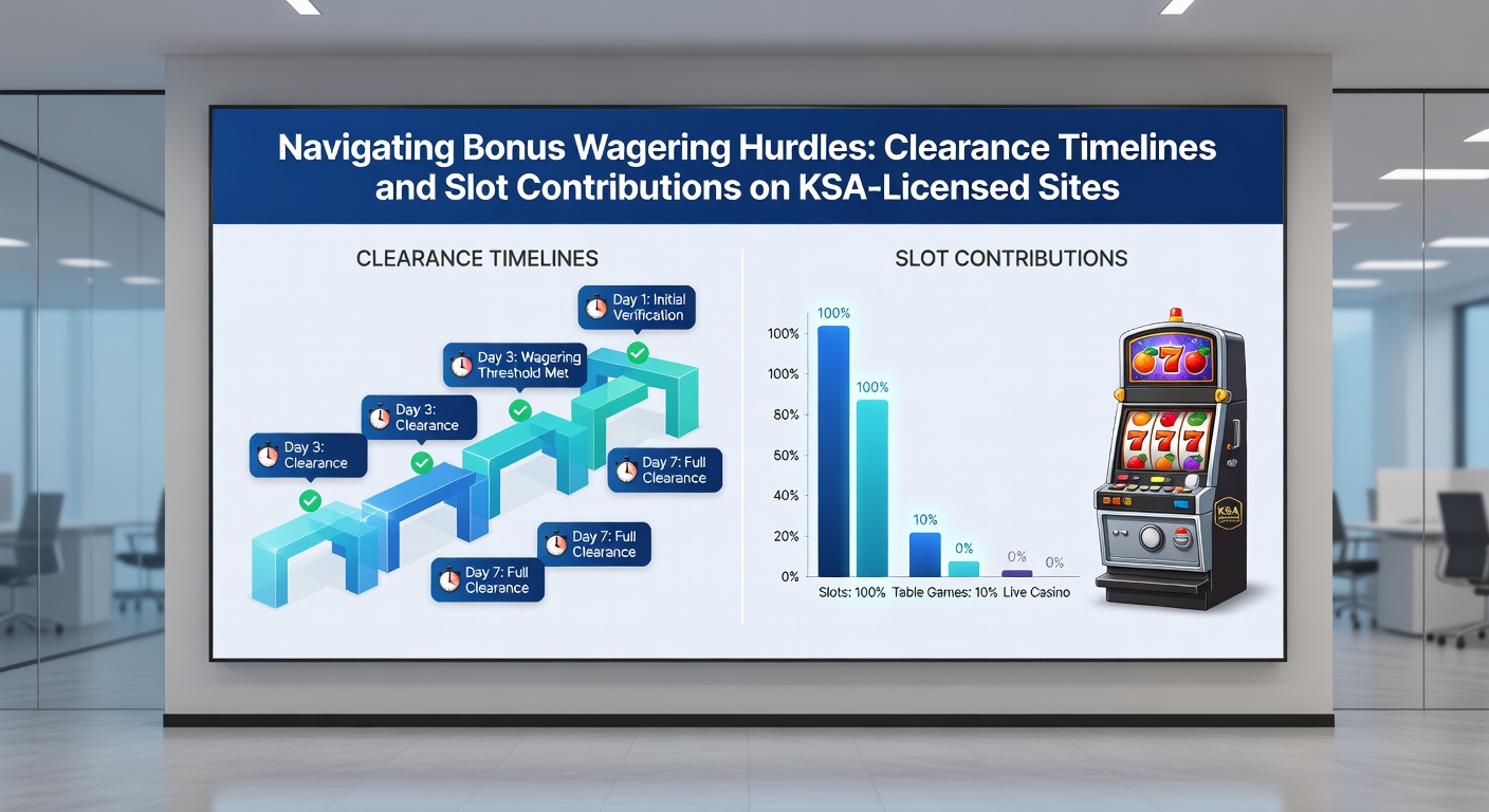 Voorbeeldscherm van een KSA-casino met bonusprogressiebar, toonhoogte wagering tracker en slotbijdragen